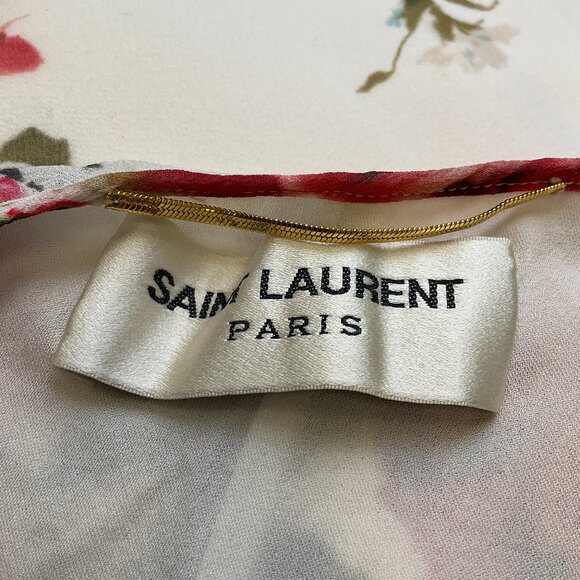 Saint Laurent Ivory Multi Runway 2016 Rose Anglaise Shell Rose Silk Maxi Dress - Picture 4 of 6